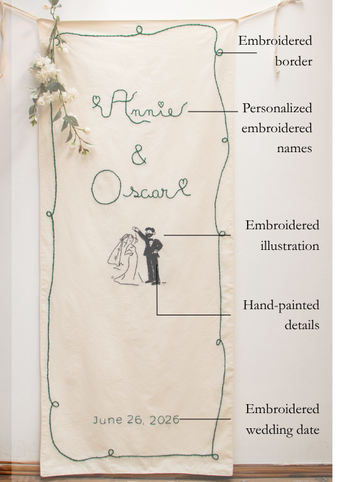 Custom Embroidered Wedding Banner