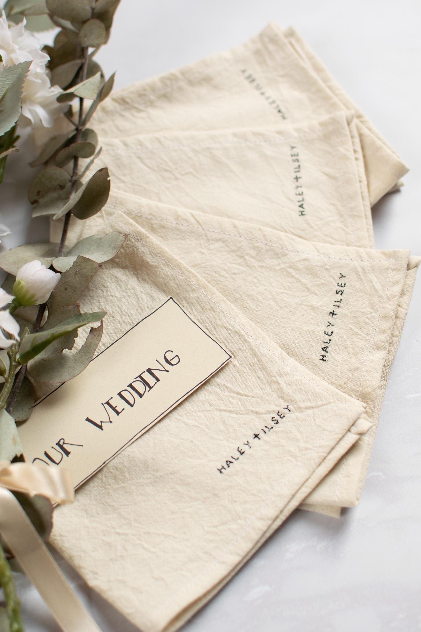 Personalized Embroidered Wedding Napkins – Custom Wedding Table Linens