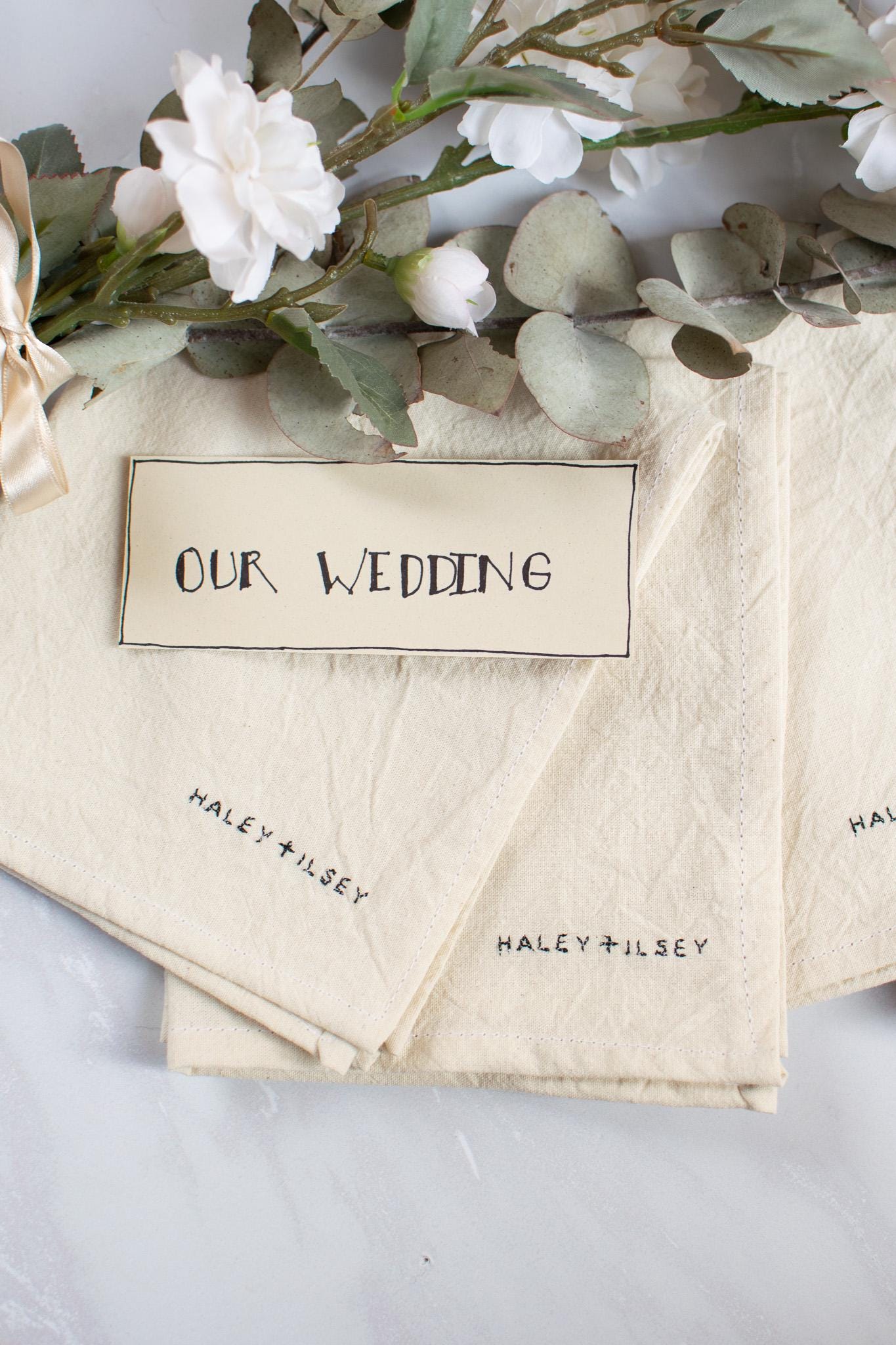 Personalized Embroidered Wedding Napkins – Custom Wedding Table Linens
