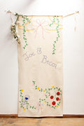 Custom hand-painted wedding banner detail