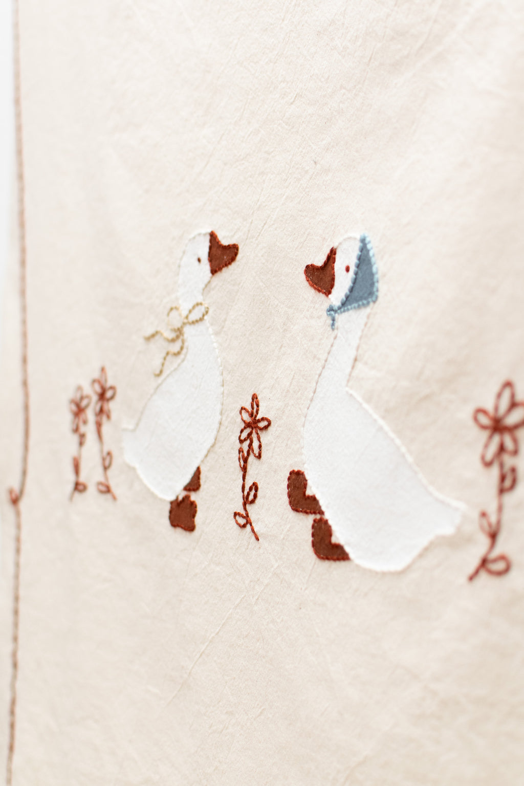 Hand Embroidered Birthday Banner | Personalized Goose & Floral Vertical Banner