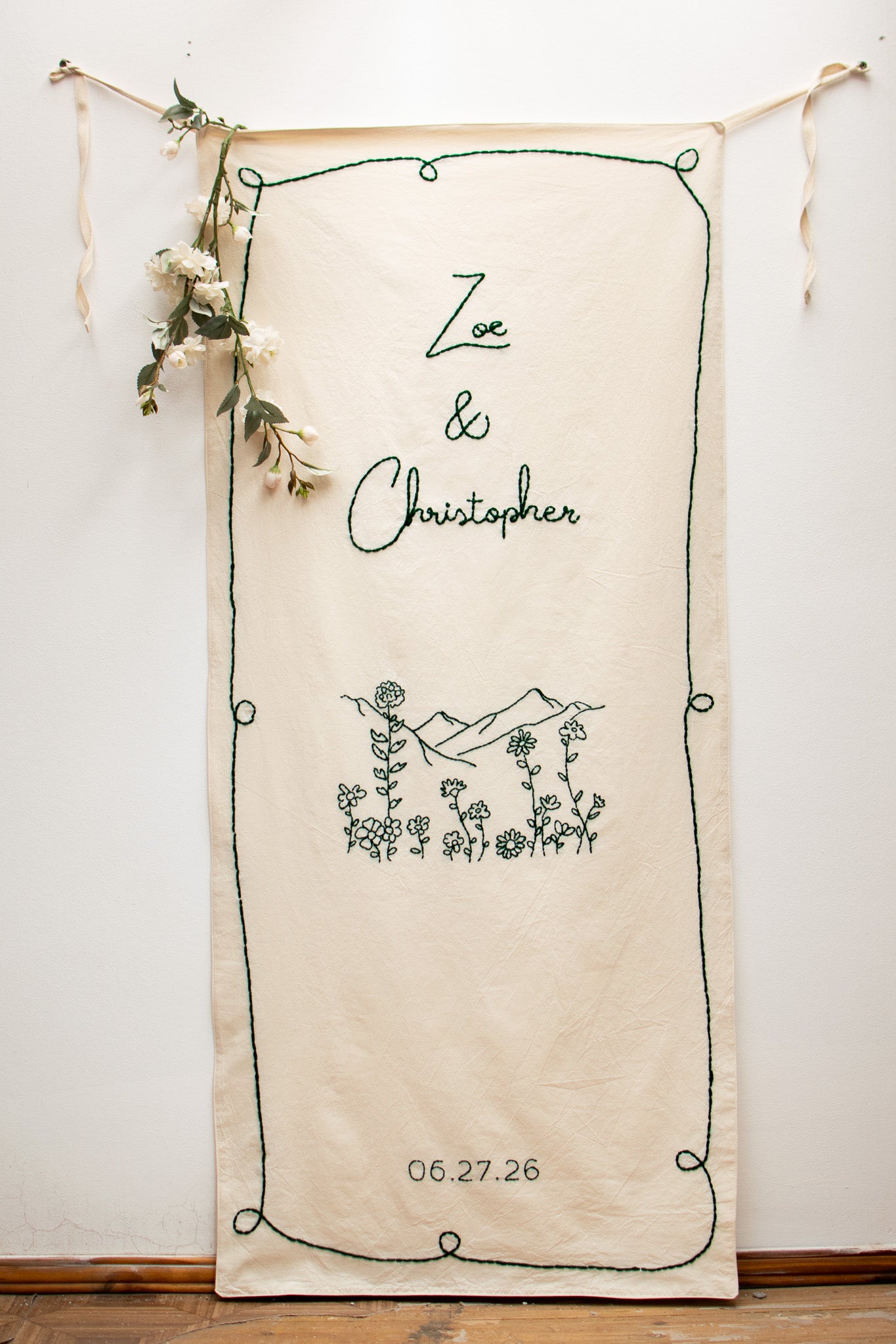 Custom Embroidered Wedding Banner